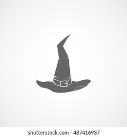 Witch Hat Halloween Concept Flat Icon On White Background