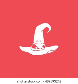 Witch Hat Halloween Concept Flat Icon On Red Background