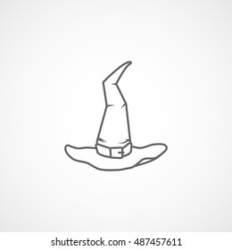 Witch Hat Halloween Concept Line Icon On White Background