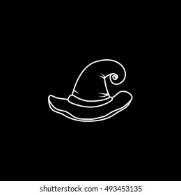 Witch Hat Halloween Concept Line Icon On Black Background