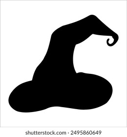 Witch hat Halloween contour doodle. Party line magic hats, horror wizard headdress celebrate element. Scary cap with buckle. Design symbol costume element Halloween. Isolated vector illustration.