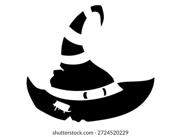 Bruxa chapéu Halloween traje elemento silhueta vetor ilustração. Isolado sobre fundo branco