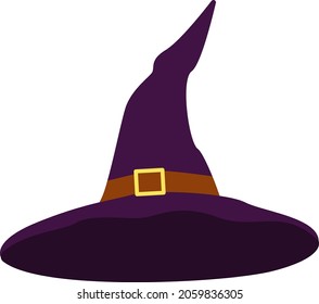 Witch hat, halloween costume, icon isolated on white background. Vector flat illustration