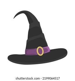 Witch hat for Halloween design in cute cartoon style.