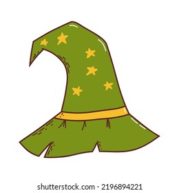 Witch hat. Halloween element. Trick or treat concept. Vector illustration in hand drawn style