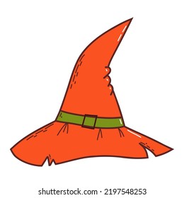 Witch hat. Halloween element. Trick or treat concept. Vector illustration in hand drawn style