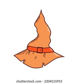 Witch hat. Halloween element. Trick or treat concept. Vector illustration in hand drawn style