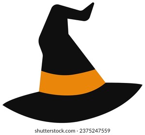 Sombrero de bruja para el icono plano de halloween aislado en fondo blanco.