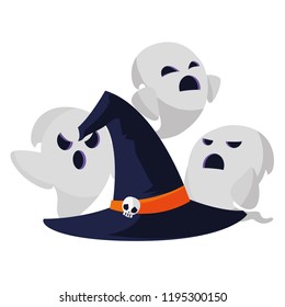 witch hat halloween with ghost