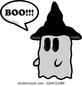 witch hat Halloween ghost speech bubble boo cute vector