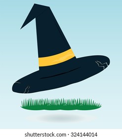 Witch Hat for Halloween, grass concept
