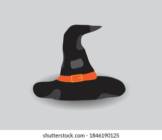 Witch Hat. Halloween Holiday ,Vector illustration.