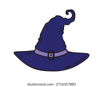 Hexenhut Halloween Symbol doodle handgezeichnet. Cartoon lila Hexe Hut Zeichnung Clipart-Symbol. Vektorgrafik
