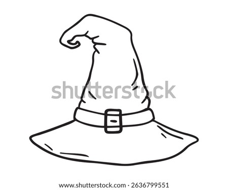Witch hat Halloween icon doodle hand drawn. Outline Witch hat line drawing clipart symbol. Vector illustration