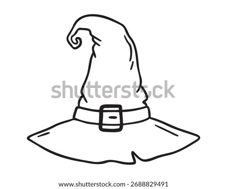 Witch hat Halloween icon doodle hand drawn. Outline Witch hat line drawing clipart symbol. Vector illustration