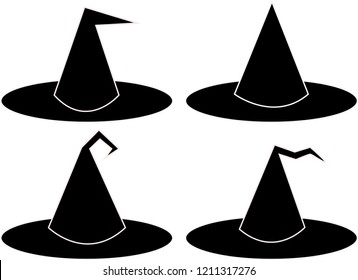 witch hat Halloween icon set Vector