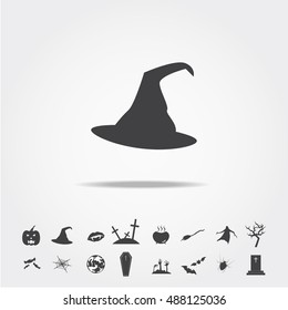 witch hat halloween icon set