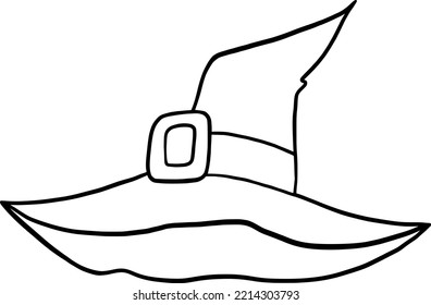 Witch hat Halloween line art.