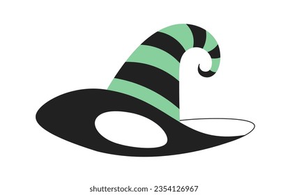 Witch hat Halloween monochrome flat vector object. Witchcraft. Halloween costume. Trick treat. Editable black and white thin line icon. Simple cartoon clip art spot illustration for web graphic design