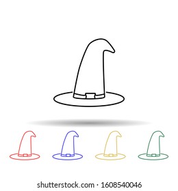 witch hat halloween multi color style icon. simple thin line, outline vector of halloween icons for ui and ux, website or mobile application