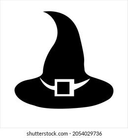 Witch hat. Halloween old black hat isolation on white background