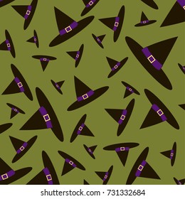 witch hat halloween on dark green background.