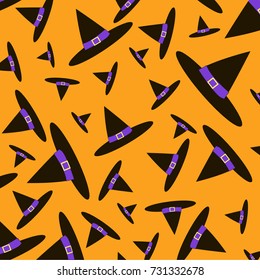 witch hat halloween on orange background.