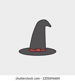 witch hat Halloween outline colored icon