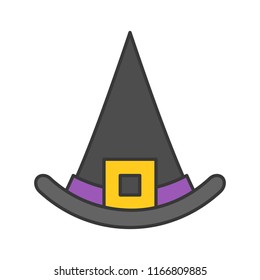witch hat, Halloween related icon, filled outline design editable stroke