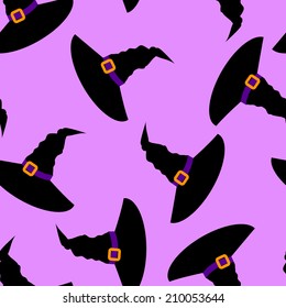 witch hat halloween seamless background pattern, vector pattern background