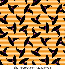 witch hat halloween seamless background pattern, vector pattern background