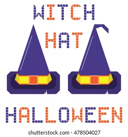 witch hat halloween set on the white background