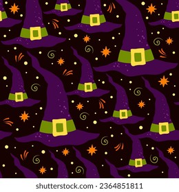Patrón sin fisuras del vector de halloween de bruja.