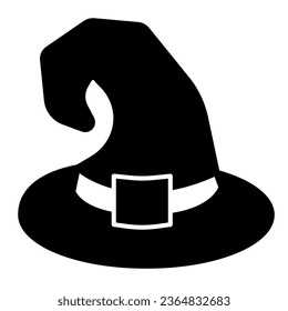 Witch hat, halloween, wizard, cosplay solid icon, halloween concept, magic hat vector sign on white background, glyph style icon for mobile concept and web design. Vector graphics