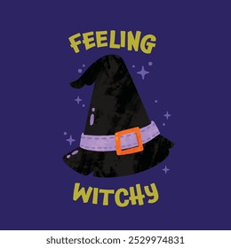 witch hat hand drawn halloween greetings spooky season card illustration