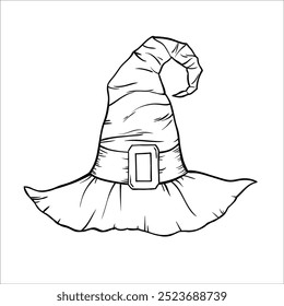 Witch hat hand drawn sketch vector illustration on white background.