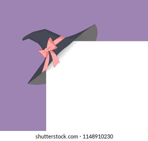 Witch Hat. Holiday card with witch hat on paper corner 