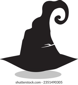 Witch hat icon, black, vector, white background isolated