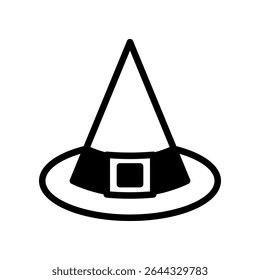 Witch Hat Icon in Black and White Design for Halloween Theme