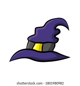 Hexe Hut-Symbol. Cartoon-Farbzeichnung. Vektorflache, handgezeichnete Illustration. Das einzelne Objekt auf weißem Hintergrund. Isolieren.