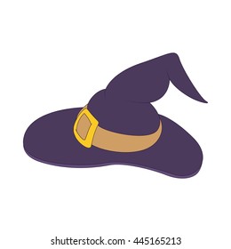 Witch hat icon in cartoon style on a white background