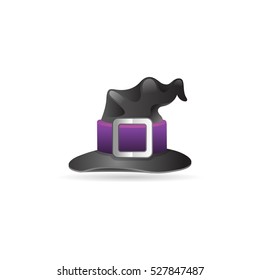 Witch hat icon in color. Sorcerer Halloween magic