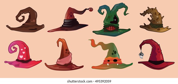 Witch hat icon element set for Halloween. vector illustration