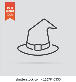 Witch hat icon in flat style isolated on grey background. For your design, logo. Vector illustration.