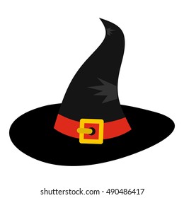 Witch hat icon in flat style isolated on white background. Tricks symbol vector illustration