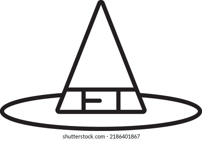Witch hat icon for Halloween. Isolated vector illustration. Wizard hat icon or logo isolated sign symbol vector illustration - high quality black style vector icons. Magic symbol. Vector EPS10