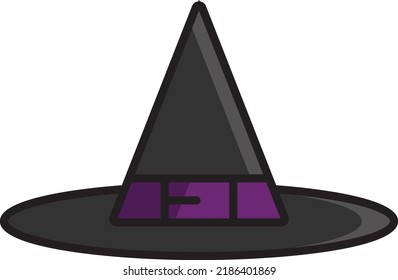Witch hat icon for Halloween. Isolated vector illustration. Wizard hat icon or logo isolated sign symbol vector illustration - high quality black style vector icons. Magic symbol. Vector EPS10