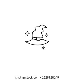 Witch hat icon. Halloween icon. Simple, flat, outline, black.