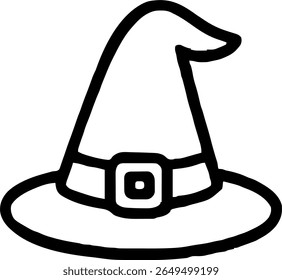 witch hat icon illustration outline stroke minimalist black line	