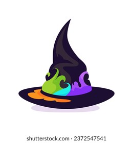 Witch hat icon isolated. Cartoon Halloween witch hat in flat style. Witch hat sign. Vector illustration